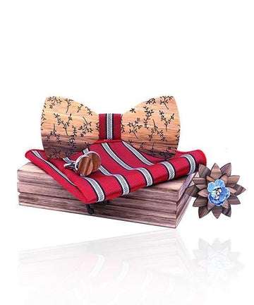 COFFRET NOEUD PAPILLON BOIS Halesia rouge