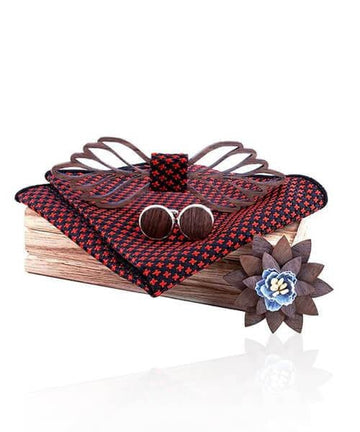 COFFRET NOEUD PAPILLON BOIS Helvetica rouge