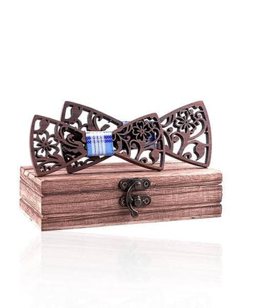 COFFRET NOEUD PAPILLON BOIS Hibiscus bleu