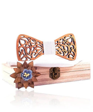 COFFRET NOEUD PAPILLON BOIS Idesia blanc