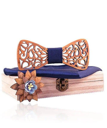 COFFRET NOEUD PAPILLON BOIS Idesia bleu