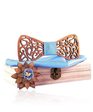 COFFRET NOEUD PAPILLON BOIS Idesia bleu clair