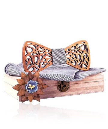 COFFRET NOEUD PAPILLON BOIS Idesia gris