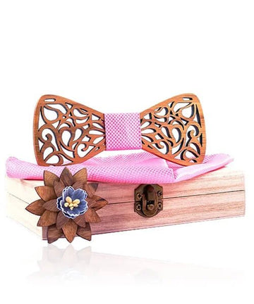 COFFRET NOEUD PAPILLON BOIS Idesia rose