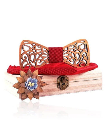 COFFRET NOEUD PAPILLON BOIS Idesia rouge