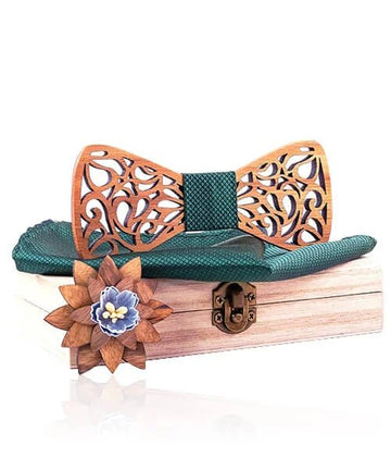 COFFRET NOEUD PAPILLON BOIS Idesia vert