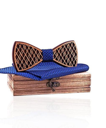 COFFRET NOEUD PAPILLON BOIS Merisier bleu foncé