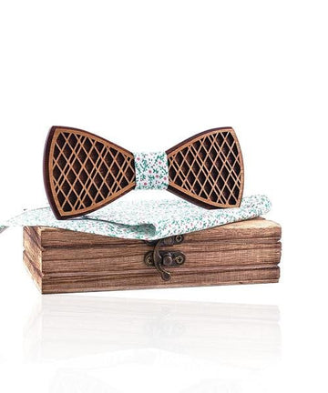 COFFRET NOEUD PAPILLON BOIS Merisier fleuri