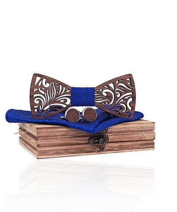 COFFRET NOEUD PAPILLON BOIS Mikus bleu