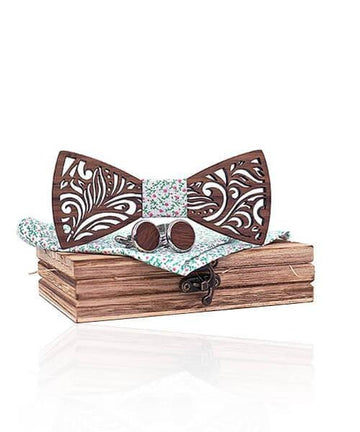 COFFRET NOEUD PAPILLON BOIS Mikus fleuri