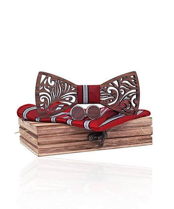 COFFRET NOEUD PAPILLON BOIS Mikus rouge