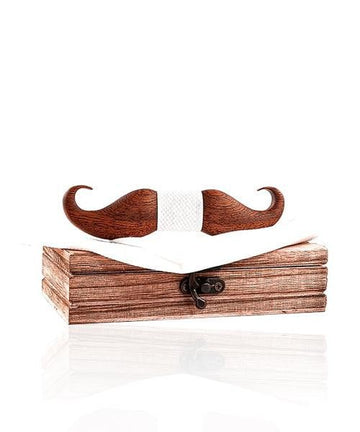 COFFRET NOEUD PAPILLON BOIS Mimosa blanc