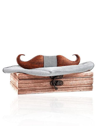 COFFRET NOEUD PAPILLON BOIS Mimosa gris