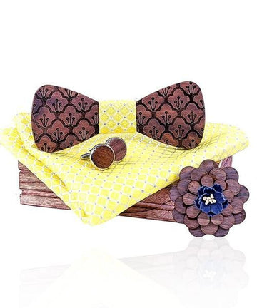 COFFRET NOEUD PAPILLON BOIS Neflier jaune