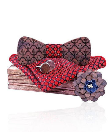 COFFRET NOEUD PAPILLON BOIS Neflier rouge