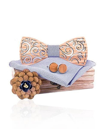 COFFRET NOEUD PAPILLON BOIS Neptua noir et blanc