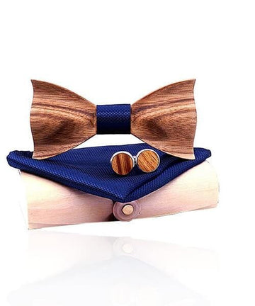 COFFRET NOEUD PAPILLON BOIS Oranger bleu