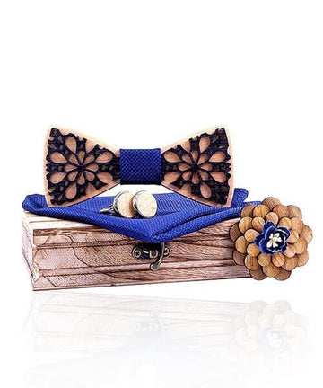 COFFRET NOEUD PAPILLON BOIS Ostryer bleu