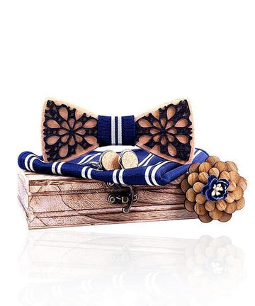 COFFRET NOEUD PAPILLON BOIS Ostryer bleu foncé