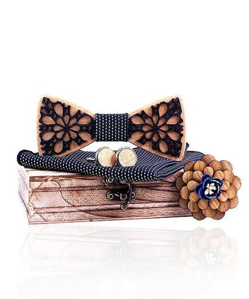 COFFRET NOEUD PAPILLON BOIS Ostryer noir royal