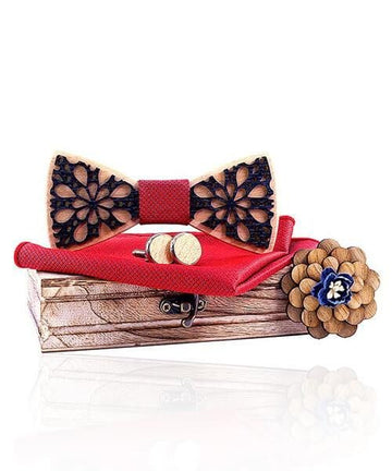 COFFRET NOEUD PAPILLON BOIS Ostryer rouge