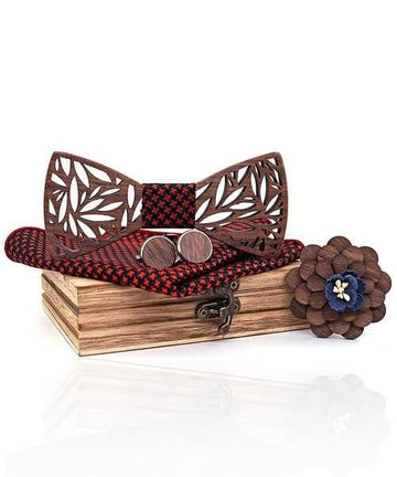 COFFRET NOEUD PAPILLON BOIS Pampa rouge royal