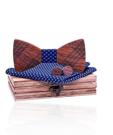 COFFRET NOEUD PAPILLON BOIS Peuplier bleu étoilé