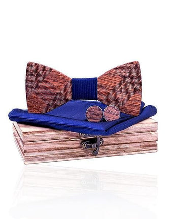 COFFRET NOEUD PAPILLON BOIS Peuplier bleu foncé