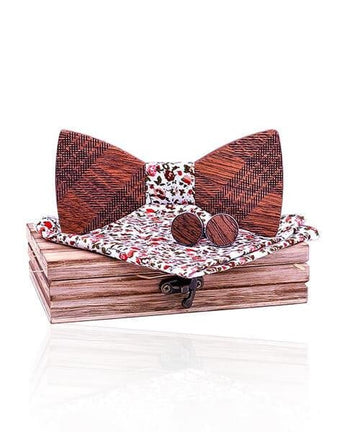 COFFRET NOEUD PAPILLON BOIS Peuplier fleuri