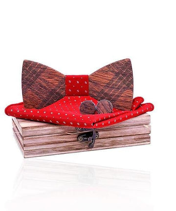 COFFRET NOEUD PAPILLON BOIS Peuplier rouge