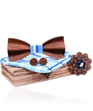 COFFRET NOEUD PAPILLON BOIS Robinier bleu clair