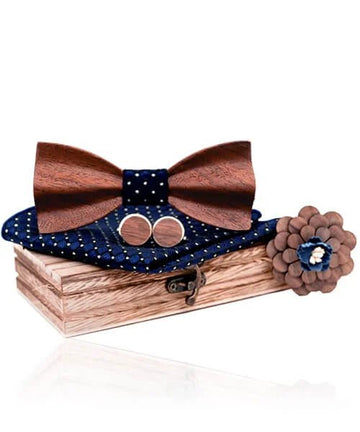 COFFRET NOEUD PAPILLON BOIS Robinier bleu royal