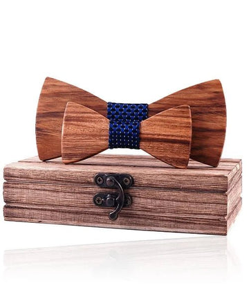 COFFRET NOEUD PAPILLON BOIS Sorbier bleu royal