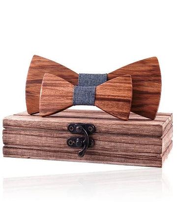 COFFRET NOEUD PAPILLON BOIS Sorbier gris clair