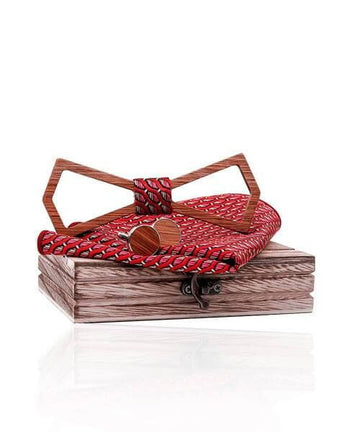 COFFRET NOEUD PAPILLON BOIS Specta rouge