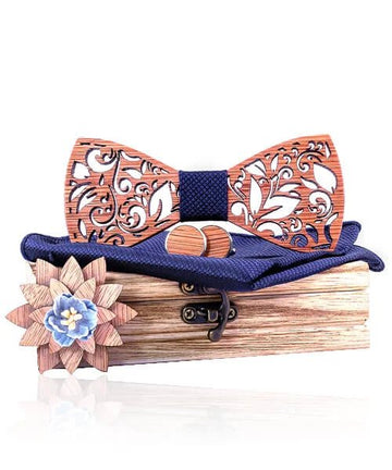 COFFRET NOEUD PAPILLON BOIS Thuya bleu royal