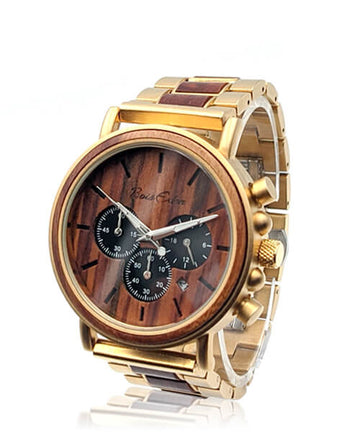 MONTRE EN BOIS HOMME BE Terradium Or Octopale