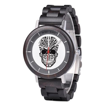 MONTRE EN BOIS HOMME Tête de mort