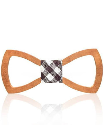 NOEUD PAPILLON BOIS Braham à carreaux noir