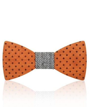 NOEUD PAPILLON BOIS Mink noir et blanc