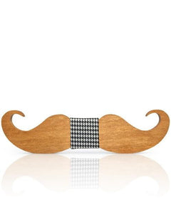 NOEUD PAPILLON ENFANT MOUSTACHE Aristo noir et blanc - Bois Eden