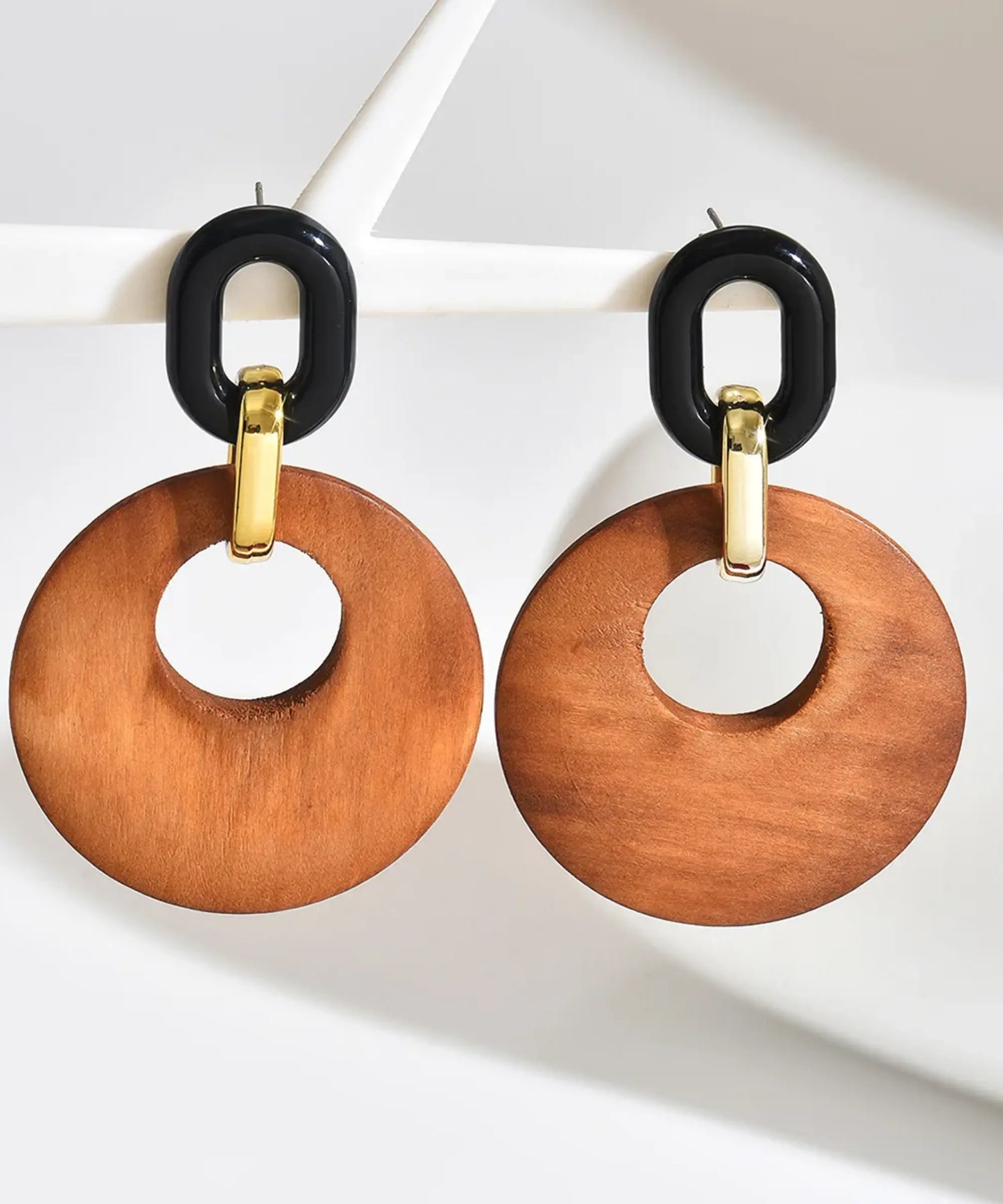 Boucles d'oreilles en bois Ondine Anneau naturel