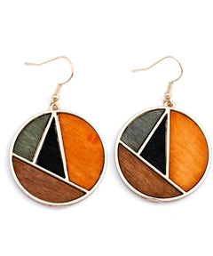 Boucles d'oreilles en bois Sylva Géométrique disque