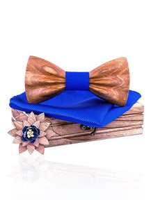 COFFRET NOEUD PAPILLON BOIS <BR> Charme bleu royal - Bois Eden