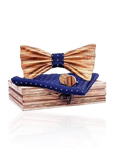 COFFRET NOEUD PAPILLON BOIS <BR> Camélia royal - Bois Eden