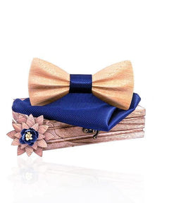 COFFRET NOEUD PAPILLON BOIS <BR> Cannelier bleu - Bois Eden
