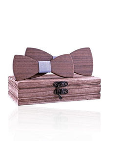 COFFRET NOEUD PAPILLON BOIS <BR> Caryer gris - Bois Eden