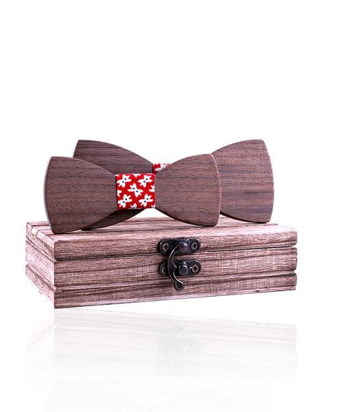 COFFRET NOEUD PAPILLON BOIS <BR> Caryer rouge - Bois Eden