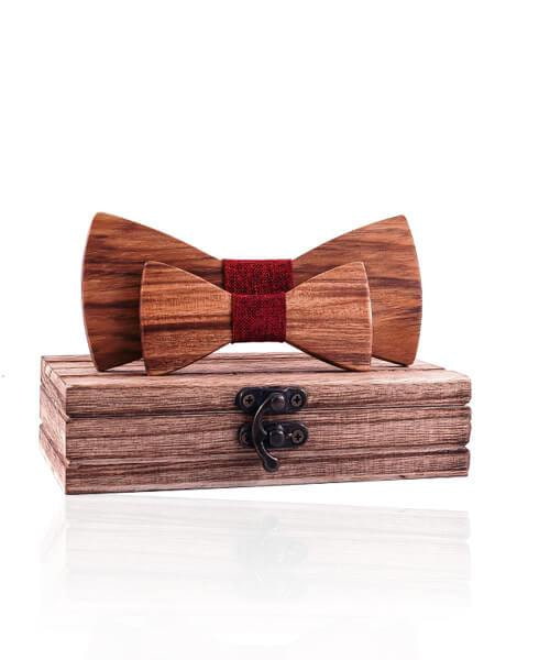 COFFRET NOEUD PAPILLON BOIS <BR> Catalpa rouge - Bois Eden