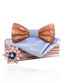 COFFRET NOEUD PAPILLON BOIS <BR> Charme bleu clair - Bois Eden